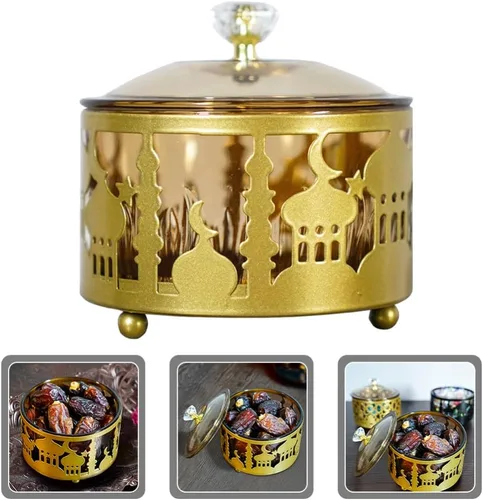 Miniatura 8 de Bandeja de Ramadán con tapa Eid Mubarak Bandeja decorativa para Ramadán, contenedor de alimentos para galletas Eid, caja de baratijas