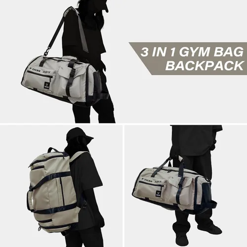 Miniatura 2 de Bolsa de gimnasio para hombres y mujeres, 65L de gran capacidad, bolsa de viaje 3 en 1, mochila convertible con compartimento para zapatos