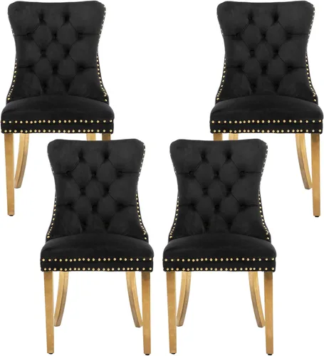 Miniatura 88 de Silla de comedor copetuda moderna de terciopelo para comedor, sillas de comedor tapizadas con remache de clavo, anillo trasero para cocina, comedor