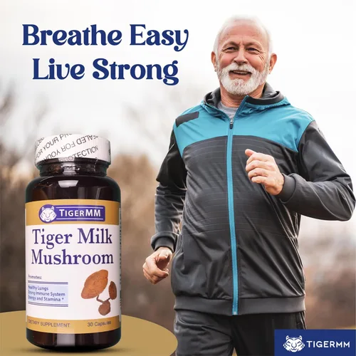 Miniatura 6 de Tiger Milk Mushroom (Lignosus rhino.) EE. UU., Apoyo inmunitario respiratorio pulmonar 450mg cápsula
