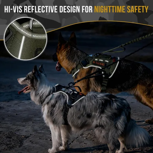 Miniatura 6 de OneTigris Arnés táctico sin tirones para perros pequeños, chaleco reflectante K9 de fácil control con paneles de gancho y bucle, arnés ajustable