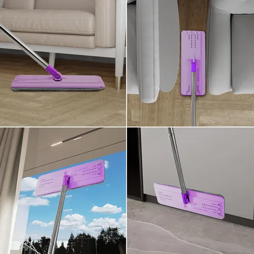 Miniatura 7 de BOSHENG Juego de trapeador y balde con escurridor, trapeador plano de piso sin manos y cubeta, incluye 5 almohadillas de microfibra lavables, uso