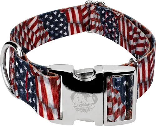Miniatura 8 de Country Brook Petz HossFit Jr - Collar ancho de alta calidad para perro, colección Americana con diseños patrióticos (celebración americana, mediano)