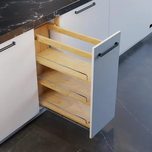 Dowell - Organizador de especias extraíble con estantes ajustables para gabinete de cocina base, toboganes de cierre suave montados en la parte