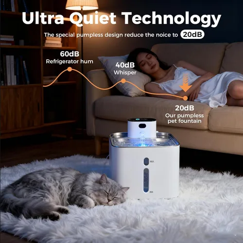Miniatura 5 de Fuente de agua para gatos sin bombeo de 4.2L, fuente para gatos con batería de 5000 mAh, fuentes de agua inalámbricas para mascotas, modos de agua