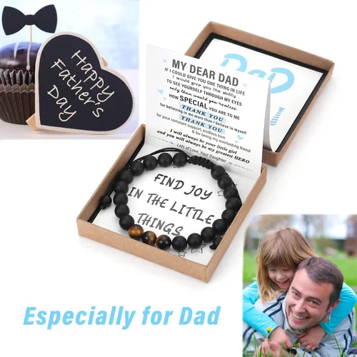 Miniatura 4 de Pulsera de cristal natural para adolescentes, niños, hombres, caja de regalo extraíble especialmente para hijo, nieto, papá, amor en cumpleaños