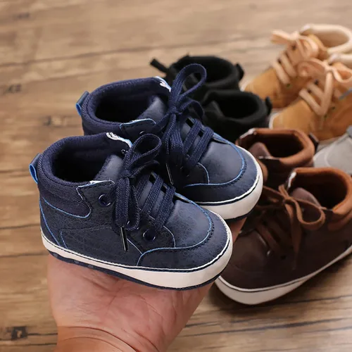 Miniatura 5 de 1 Year Old Walking Shoes Baby Toddler Shoes Boys and Girls Floor Sports Shoes Flat Bottom Non Slip Lace Infant Boy Boots