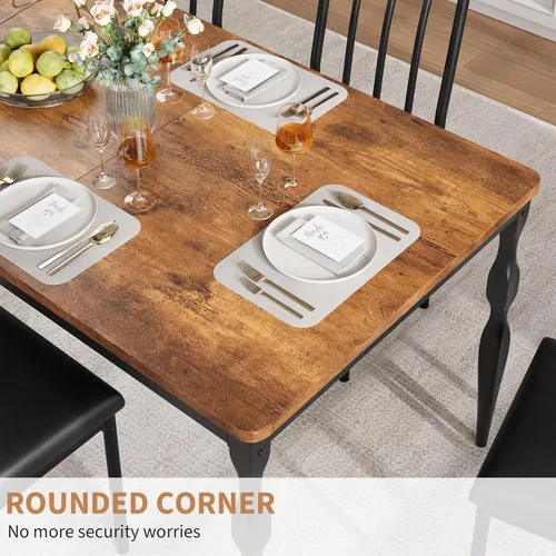 Miniatura 4 de IDEALHOUSE Mesa de comedor de granja rectangular de 78 pulgadas para 6-8 personas, mesa de cocina de madera con patas resistentes, mesa de cocina