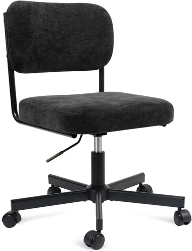 Miniatura 8 de Silla de oficina, moderna silla de escritorio Farbic pequeña sin brazos con respaldo, ruedas silenciosas, silla giratoria de altura ajustable, Blanco
