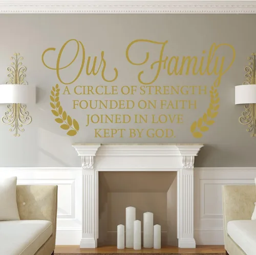 Miniatura 6 de Decoración de pared familiar – Nuestra familia un círculo de fuerza fundado en la fe unido en el amor mantenido por Dios – Decoración de vinilo