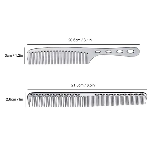 Miniatura 2 de 2 unids de acero inoxidable Peines de pelo anti estático Peine peluquería peluquería Peines (Plata)