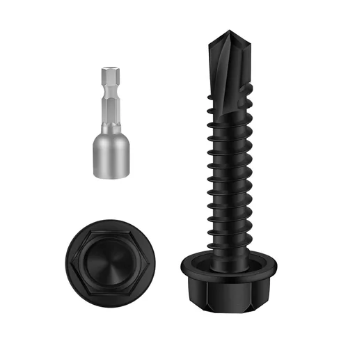 Miniatura 10 de Mellewell Tornillos autoperforantes con cabeza hexagonal de 1/2 pulgada, tornillos de chapa autoperforantes, acero inoxidable 410, 100