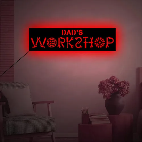 Miniatura 5 de Letrero de garaje con nombre personalizado, herramientas de reparación de luz, arte de pared, taller, reparación mecánica, lámpara de neón para papá