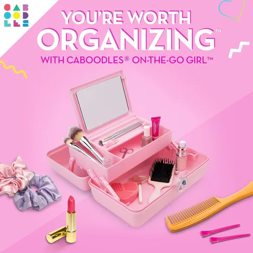 Miniatura 2 de Caboodles Twilight Disco - Organizador cosmético portátil para chicas, estuche de transporte para maquillaje y accesorios, rosa con brillos Rosa