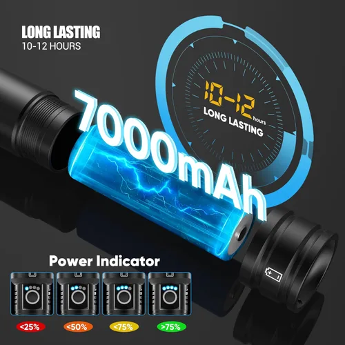 Miniatura 5 de Linternas recargables de alto lúmenes, 100.000 modos únicos, paquete de 2, superbrillantes y potentes LED de 30 W, larga duración de 12 horas