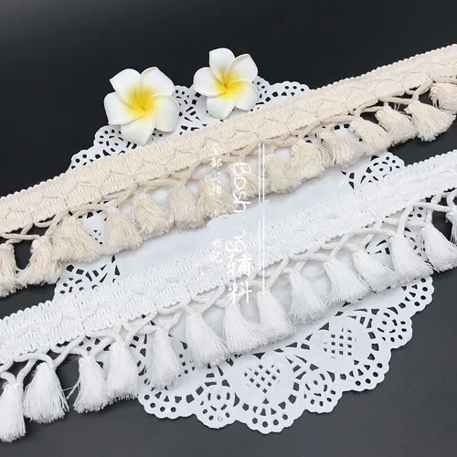 Miniatura 3 de Borlas de flecos de 5 yardas, flecos largos bohemios para cortinas, almohadas, alfombras, paraguas, manualidades, 2.4 in (blanco)