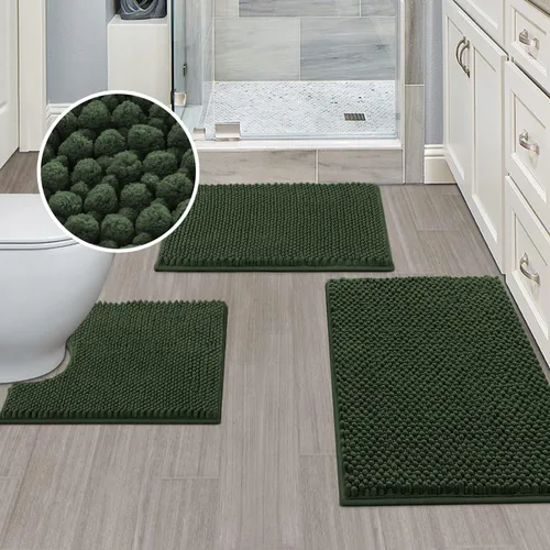 Miniatura 28 de Turquoize Alfombras de baño de felpilla antideslizante para baño, 17 x 24 pulgadas, extra suaves y absorbentes, lavables a máquina, perfectas