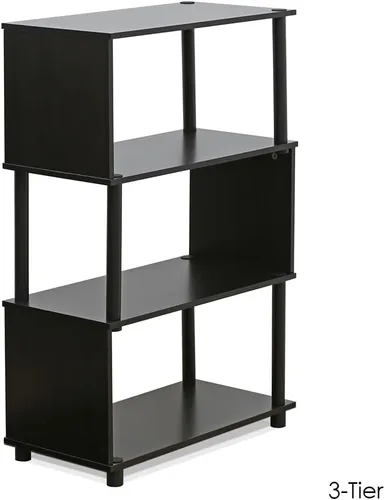 Miniatura 7 de FURINNO Brahms - Estantería de almacenamiento, 3 niveles, roble negro/negro