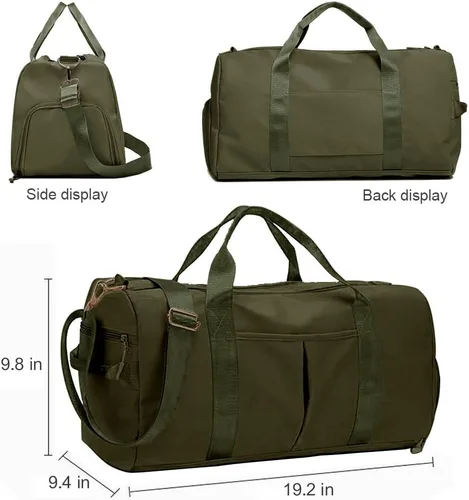 Miniatura 5 de Bolsa de gimnasio pequeña para mujeres y hombres, bolsa de entrenamiento para deportes y escapadas de fin de semana, bolsa de lona impermeable