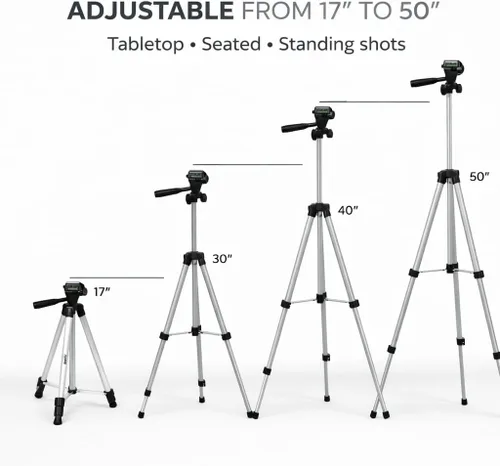 Miniatura 4 de Acuvar Trípode de teléfono de 50 pulgadas con soporte giratorio, filmación vertical y horizontal para iPhone y Android, trípode ligero de aluminio