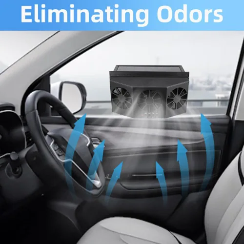 Miniatura 6 de Riloer Ventilador de coche con energía solar, ventilador de escape de automóvil con energía solar, radiador de automóvil, elimina el olor peculiar