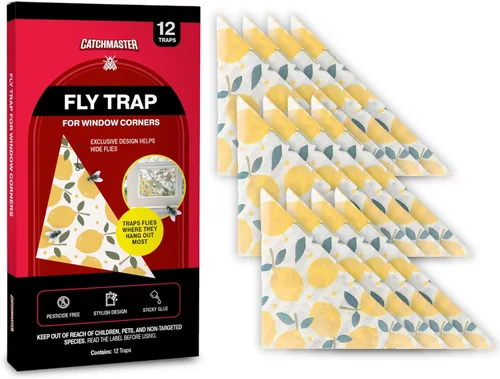 Miniatura 10 de Catchmaster Trampas decorativas para moscas de ventana, paquete de 12, tiras de mosquitos y moscas de la fruta para interiores, atrapa insectos