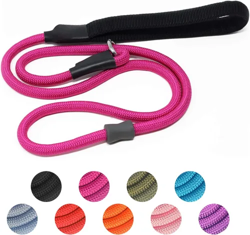 Miniatura 9 de Correa de Entrenamiento para Perros de Cuerda Deslizante Fuerte (4 pies) – Correa de Nylon Trenzado Resistente y Duradera con Tope de Goma y Mango