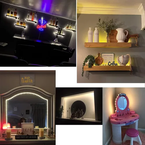 Miniatura 5 de Tira de luces LED cortas alimentadas por pilas con intermitente, 3.28 pies/1PCS luces LED de hadas flexibles a pilas brillantes para caja de Blanco
