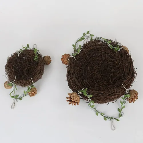 Miniatura 6 de Nido de ratán natural pequeño, mediano y grande, columpio para pájaros para loro, cacatúa, conure, cacatúa, guacamayo amazónico, agapornis gris