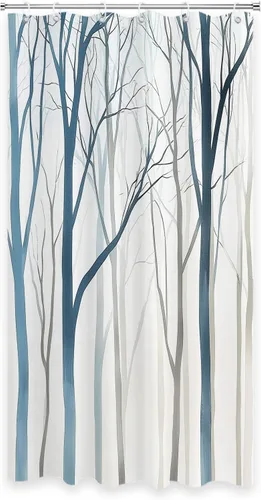 Miniatura 30 de TheBlackSpot Juego de cortinas de ducha de bosque rústico de granja, diseño botánico abstracto, abedul, naturaleza, juego de cortinas de baño