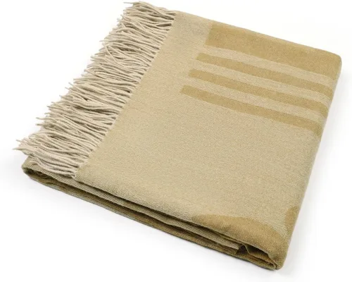 Miniatura 5 de Manta Jacquard de Lana Pura con Borlas, Grande 55x83 pulgadas, 1.5 libras, Manta de Rodilla de Lana de Cordero Suave y Cálida para Sofá Cama