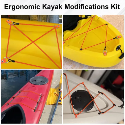 Miniatura 7 de Kit de aparejo de cubierta de kayak, cuerda elástica de 1/4 pulgadas y 9.8 pies con 6 anillos D y 4 ganchos en J y 4 ganchos de cuerda de choque