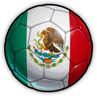 Pelota mexicana de fútbol mexicano con bandera – Adhesivo de vinilo de 3 pulgadas – para coche, laptop, botella de agua, teléfono, calcomanía