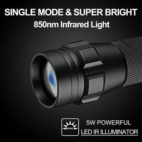 Miniatura 2 de ULTRAFIRE Linterna IR de 850 nm para visión nocturna, iluminador infrarrojo LED IR, luces IR con zoom son invisibles para el ojo humano, uso