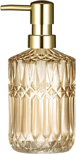 Diamond Design - Dispensador de jabón de vidrio verde de 12 onzas, dispensador de jabón de loción recargable para baño, cocina, jabón de manos,