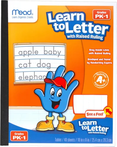 Miniatura 6 de Mead Tableta de escritura para aprender letras, bloc de práctica de escritura a mano PK-1, 10 x 8 pulgadas, regla elevada sólida y punteada, 40
