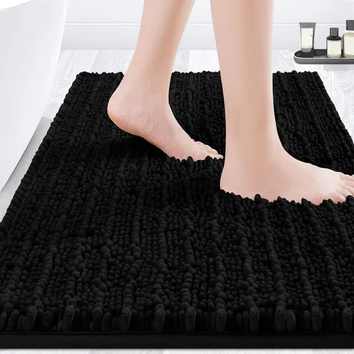Miniatura 36 de ACCUMTEK - Juego de 2 alfombras de baño de lujo en color beige de 32"x20"+24"x17", alfombras de baño ultra suaves y gruesas absorbentes, alfombra
