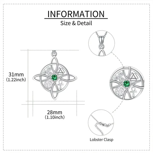 Miniatura 44 de YAFEINI Collar con dije de nudo de bruja de plata de ley, amuleto de bruja de cruz celta, regalo para mujer