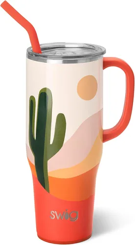 Miniatura 19 de Swig Life - Taza Mega de 40 onzas, Taza de 40 oz con asa y pajita, apta para portavasos, apta para lavavajillas, taza aislante extra grande