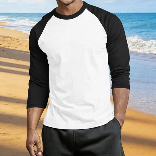 Miniatura 2 de Men's Raglan Long Sleeve Tee Shirts Color Block Crew Neck T Shirt Lightweight Soft Casual Basic Tshirts Running Tops