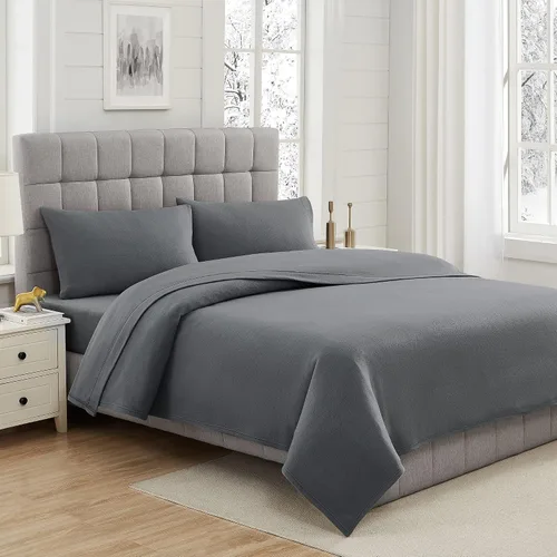 Miniatura 43 de Viviland Juego de sábanas de microforro polar tamaño matrimonial, sábanas ajustadas tipo franela para Navidad con bolsillo de 15" de profundidad