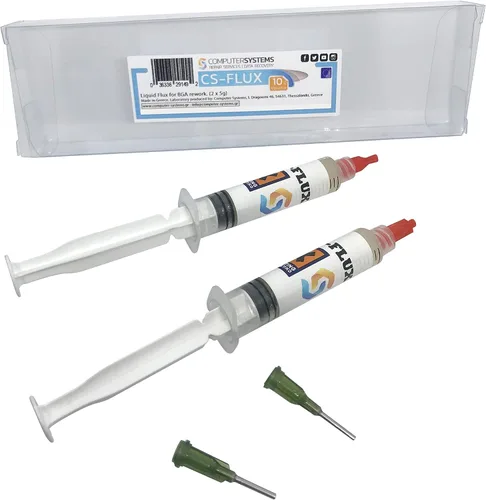 Miniatura 6 de CS-Flux 0.35 oz (2x5g) Flujo líquido libre de halógenos de baja viscosidad para reprocesamiento de componentes BGA, reflujo ideal para reparaciones
