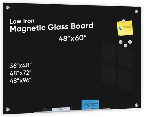 Miniatura 38 de Fab Glass and Mirror - Pizarrón magnético de vidrio con borrador, Negro