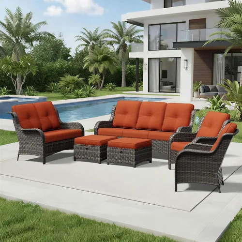 Miniatura 201 de Joyside Juego de sillas de mimbre para patio, juego de 3 piezas de mimbre para exteriores con 2 sillas reposabrazos y 1 mesa auxiliar para terraza
