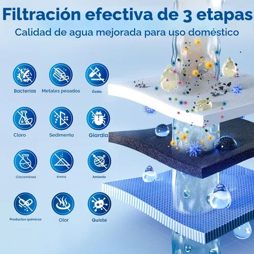 Miniatura 3 de Sistema de filtro de agua para toda la casa, sistema de filtración de agua para el hogar de 3 etapas que reduce altamente el olor a cloro, el sabor