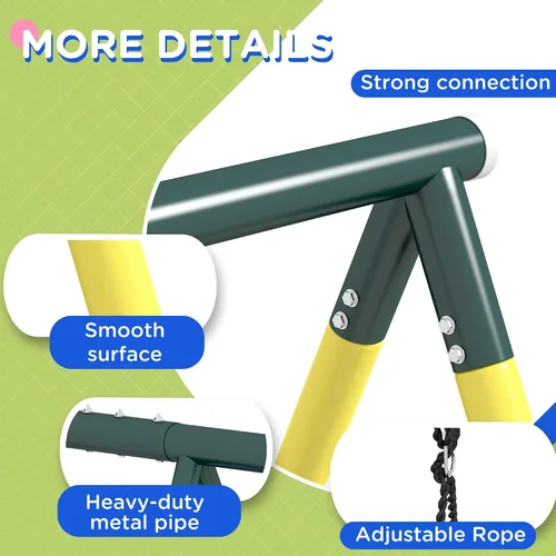 Miniatura 6 de Outsunny Juego de columpios de 440 libras para patio trasero, soporte 5 en 1 resistente con marco en A, juego al aire libre para niños, con columpio