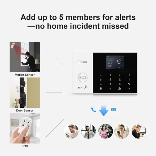 Miniatura 9 de PGST Sistema de seguridad para el hogar, teclado WiFi+GSM/4G sistema de alarma inalámbrico con alertas instantáneas de aplicaciones, funciona