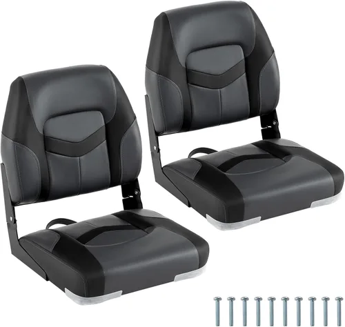 Miniatura 28 de Goplus Asientos para barco con respaldo bajo/alto, asiento plegable para barco con tornillos de acero inoxidable y bisagras de aluminio, acolchado