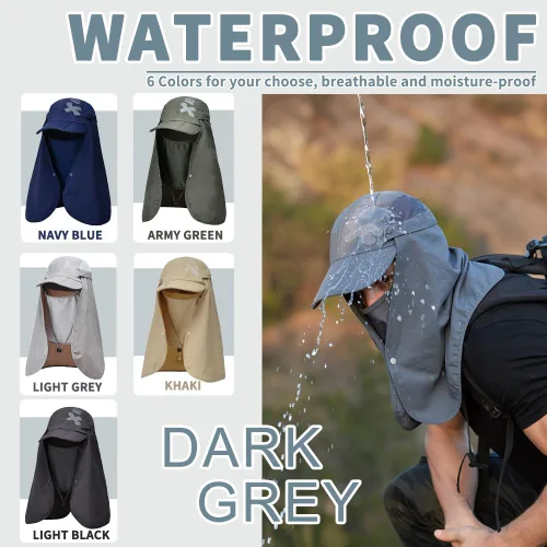 Miniatura 3 de Sombrero de pesca para hombres y mujeres, sombrero de protección solar UPF 50+, gorra plegable con solapa de malla para el cuello, correa resistente