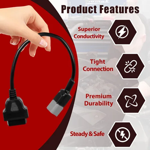 Miniatura 5 de Cable adaptador OBD2 de 6 pines a 16 pines para BRP, compatible con Bombardier Can-Am ATV UTV motocicleta, OBD1 a OBD2 conector de diagnóstico